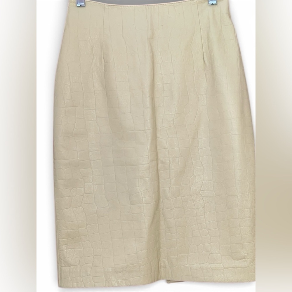 Womens Vintage Y2K Pelle Studio Wilsons Lined Leather Skirt Cream 2